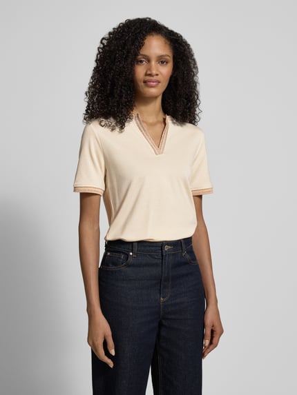 MORE & MORE T-Shirt mit V-Ausschnitt Sand 4