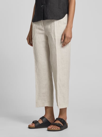 MAC Straight Leg Leinenhose in verkürzter Passform Modell 'Nora' Hellgrau Melange 4