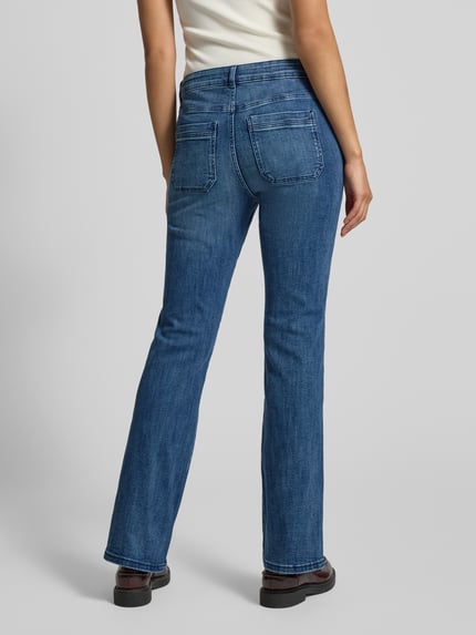Christian Berg Woman Bootcut fit jeans met riemlussen Marineblauw gemêleerd - 5