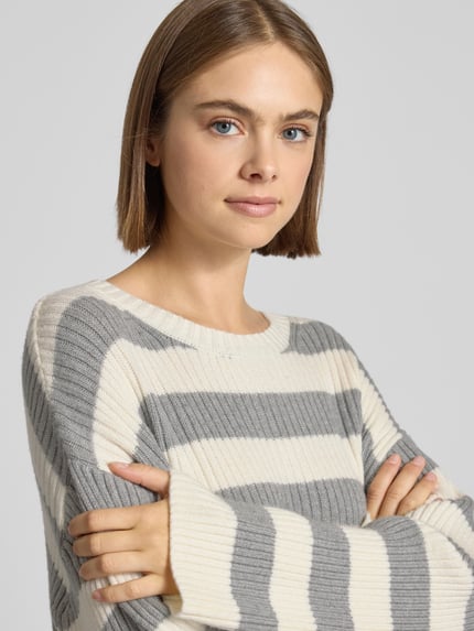 REVIEW Gebreide pullover met ronde hals Lichtgrijs gemêleerd - 3