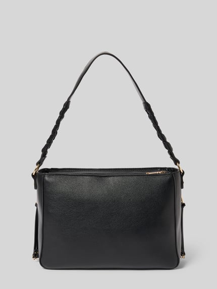 Productfoto, Handtasche in Leder-Optik Modell 'Gihen' van Liu Jo White, zwarte tas met logodetail, hoofdvak met ritssluiting, afneembare schouderriem, 28x20x10 cm, schouderriem 113 cm