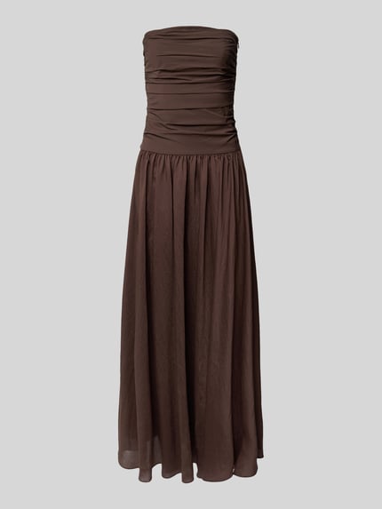 Produktfoto, Maxikleid im Off-Shoulder-Look von Jake*s Cocktail, brązowy, A-linia, bawełniany miks z domieszką stretchu, drapowania, długość tyłu w rozmiarze 36: 132 cm, szerokość w rozmiarze 36: 33 cm