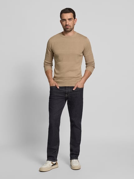 Lindbergh Gebreide pullover met ribboorden Zand - 1