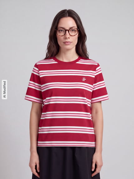 Tommy Hilfiger relaxed fit t-shirt van puur katoen Bordeaux - 4