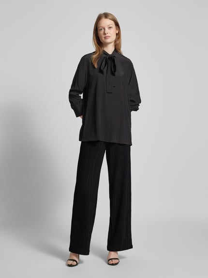ICHI Flared stoffen broek met effectgaren, model 'NAREEN' Zwart - 1
