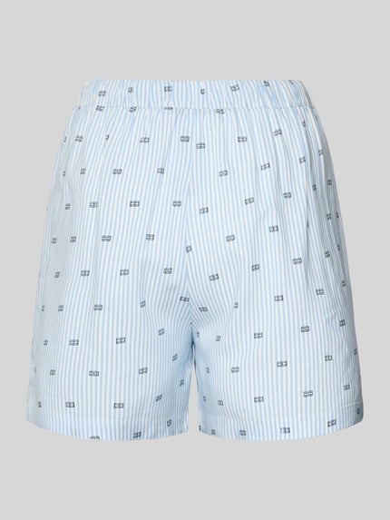 Productfoto, Comfort Fit Pyjama Shorts uit pure viscose van TOMMY HILFIGER, blauw-wit gestreept met all-over patroon en elastische tailleband