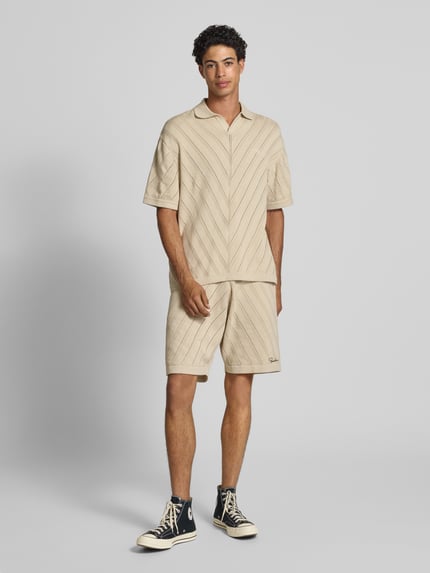PEGADOR Relaxed Fit Strickshorts mit Label-Stitching Modell 'Canva' Offwhite 1