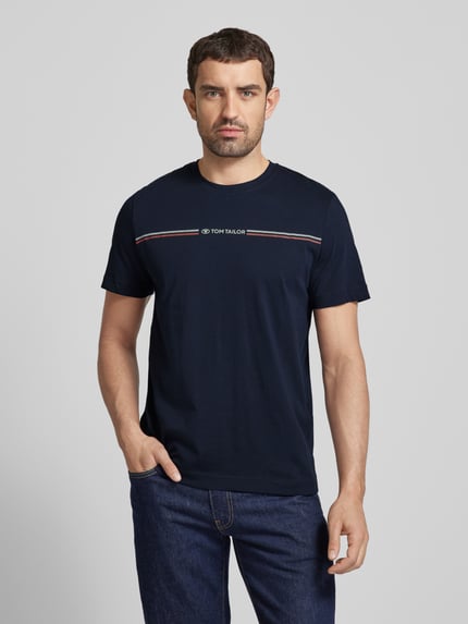 Tom Tailor T-shirt z nadrukiem z logo Granatowy 4
