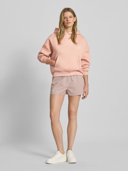 REVIEW Hoodie mit überschnittenen Schultern und Känguru-Tasche Altrosa 1