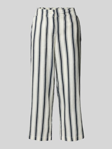 Produktfoto, Straight Fit Leinenhose in verkürzter Passform van Christian Berg Woman dames, zuiver linnen, vertical gestreept, knoop- en ritssluiting, bandwijdte maat 36: 39 cm, binnenbeenlengte: 66 cm