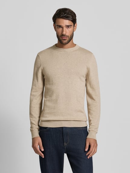 MCNEAL Gebreide pullover van een mix van katoen en kasjmier met ronde hals Roodbruin gemêleerd - 4