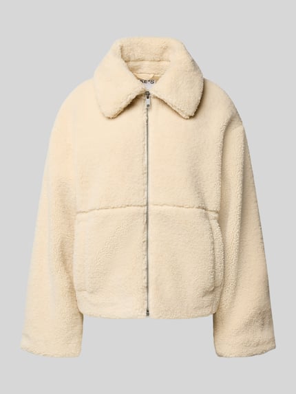 Jake*s Casual Teddyfell Jacke mit Eingrifftaschen Sand 2