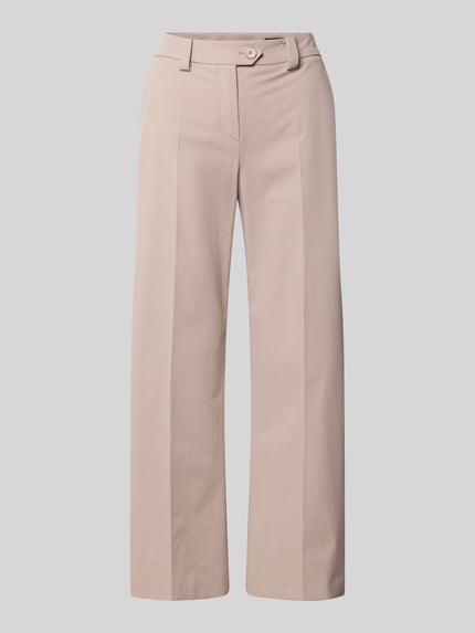 Produktfoto, Slim Fit Hose mit Bügelfalten von Windsor aus Baumwoll-Elasthan-Mix in Beige, Gesäßtaschen, Bundweite 38 cm, Innenbeinlänge 66 cm