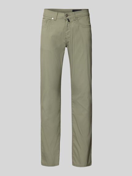 Pierre Cardin Spodnie w kroju regular fit z detalem z etykietą model 'Lyon' Oliwkowy 2