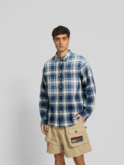 Dsquared2 Regular fit vrijetijdsoverhemd met borstzak Jeansblauw - 4