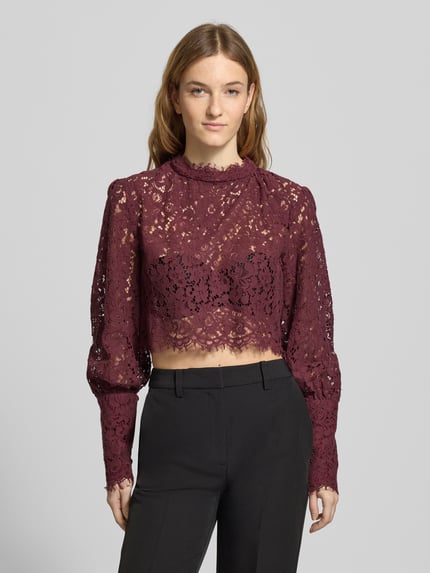 Bardot Kort shirt met lange mouwen met opstaande kraag model 'Georgia' Bordeaux - 4