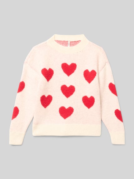 ONLY Loose Fit Strickpullover mit Allover-Muster Modell 'NAJA' Ecru 1
