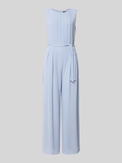 Produktfoto, Regular Fit Jumpsuit mit Viskosefutter von s.Oliver BLACK LABEL in Hellblau, unifarbener Chiffon, Stoff mit feiner Struktur