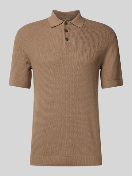 JACK & JONES Premium Regular fit poloshirt met structuurmotief, model 'COOPER' Taupe - 2