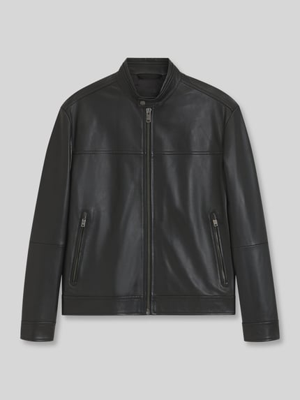 BOSS Orange Lederjacke Modell 'Joslay' mit Stehkragen Black 2