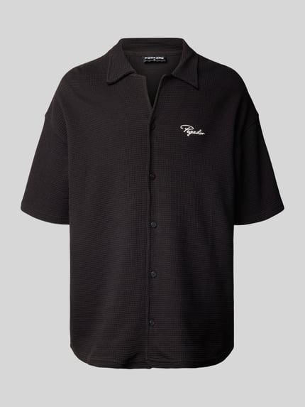 PEGADOR Relaxed Fit Freizeithemd mit Strukturmuster Modell 'SIGNAR' Black 2