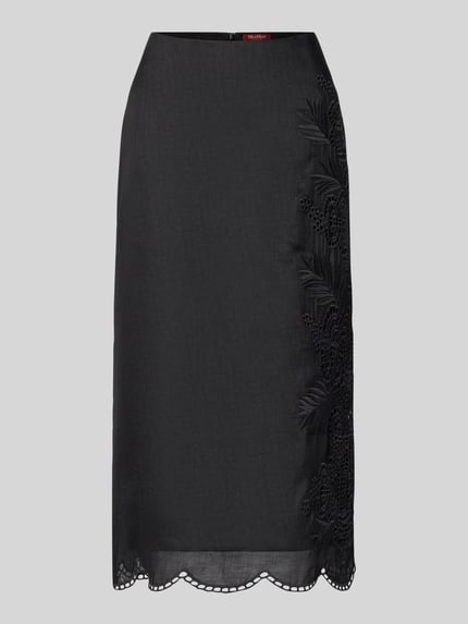 Max Mara Studio Spódnica midi z obszyciem z koronki model ‘FIFY’ Czarny 2