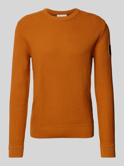 Tom Tailor Regular Fit Strickpullover aus reiner Baumwolle mit Strickmuster DUNKEL GELB 2