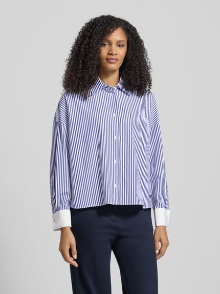 Weekend Max Mara Bluzka koszulowa o kroju regular fit z czystej bawełny Granatowy 4