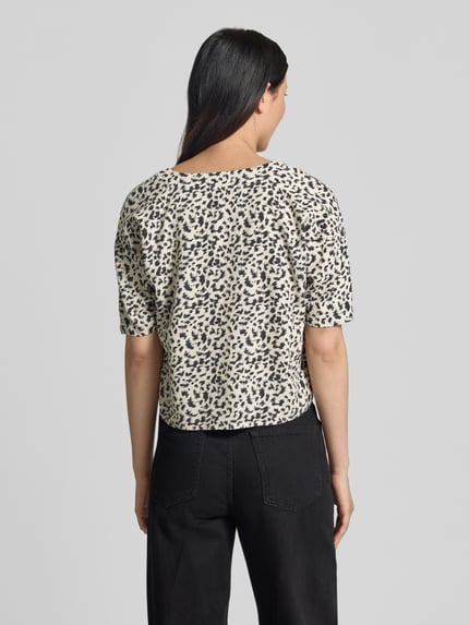 VERO MODA boxy fit overhemdblouse van mix van viscose en linnen model 'MYMILO' Beige - 5
