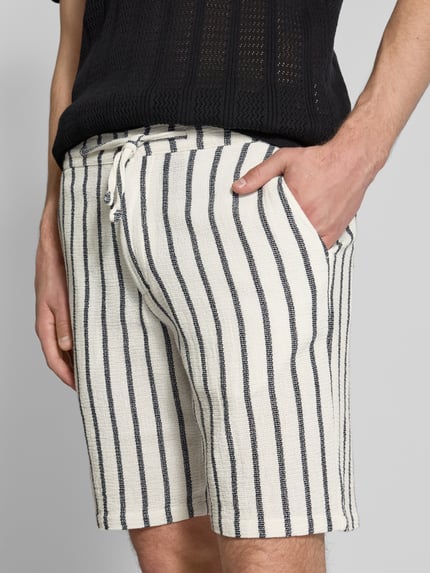 Selected Regular fit bermuda met structuurmotief, model 'BRODY' Offwhite - 3