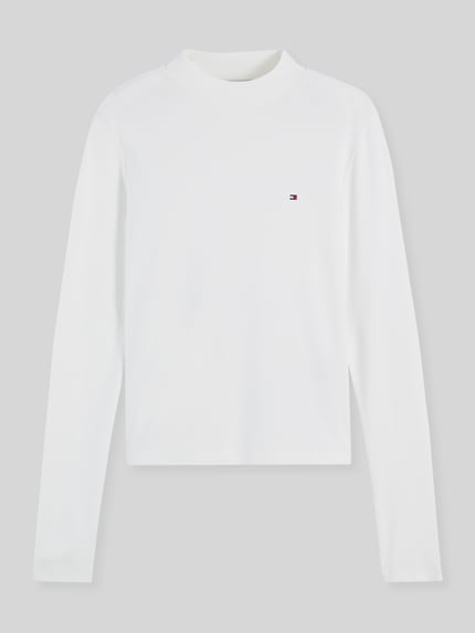 Tommy Hilfiger Slim Fit Langarmshirt aus reiner Baumwolle Ecru 2