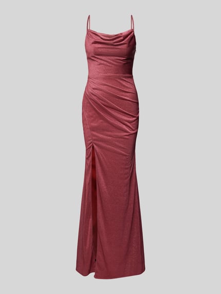 LUXUAR FASHION Avondjurk met cascadehals Kersenrood - 2