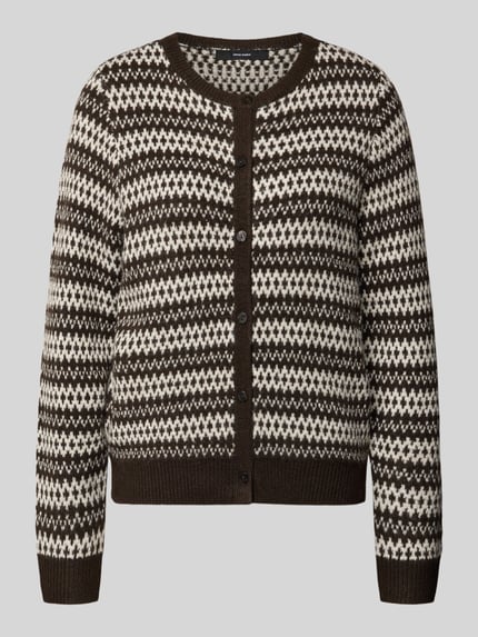 VERO MODA Cardigan mit durchgehender Knopfleiste Schoko 2