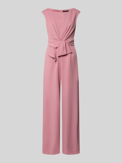 Produktfoto, Jumpsuit mit Knotendetail van Vera Mont in roze, materiaalmix met stretch, regular fit, ronde hals, totale lengte 150 cm
