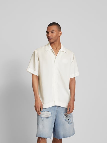 ISNURH Vrijetijdsoverhemd met labeldetail Offwhite - 4