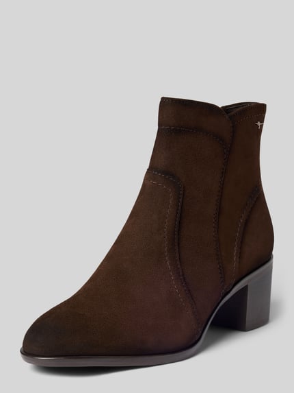 Tamaris Stiefelette aus Schafvelours mit Reißverschluss Dunkelbraun 1