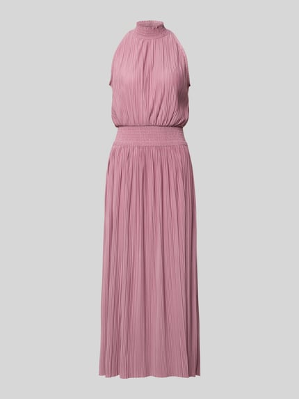 Produktfoto, Plisseekleid mit Smok-Details Modell 'UMA' von Samsøe Samsøe in Rosa, Midikleid, taillierter Schnitt, Material-Mix mit Stretch-Anteil.
