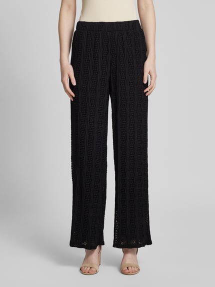 VILA Wide Leg Stoffhose mit Strukturmuster Modell 'LUMENA' Black 4