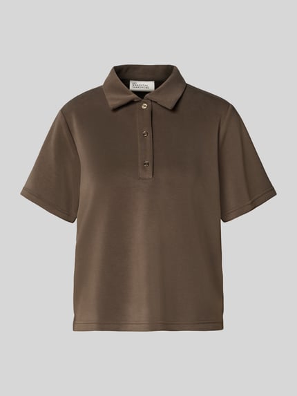 Productfoto, Loose Fit Poloshirt met korte knoopsluiting model 'Helle' van My Essential Wardrobe, viscosemix, polokraag, bruin