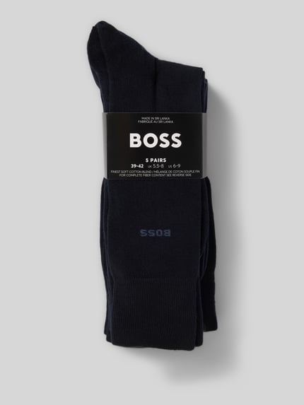 Produktfoto, Socken mit Label-Detail im 5er-Pack von BOSS, katoenmix met stretch, effen ontwerp, elastische ribboorden, herenmode.