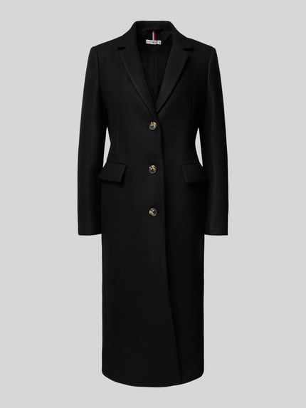 Tommy Hilfiger Płaszcz wełniany o kroju regular fit z domieszką kaszmiru BLACK 2