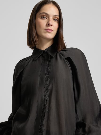 Cph Muse Regular fit blouse van lyocellmix met kant model 'MOLLY' Black - 3