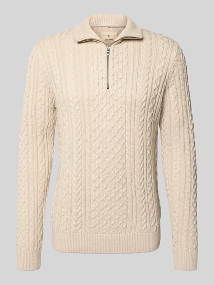 JACK & JONES Premium Sweter z dzianiny z prążkowanymi wykończeniami model ‘BLUSEAN’ Złamany biały melanż 2