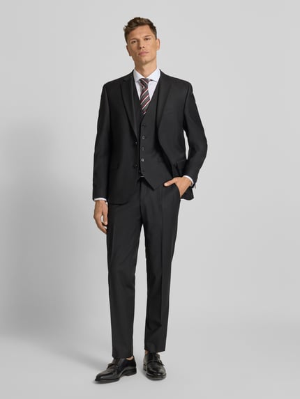 bugatti Regular Fit Anzughose mit Bügelfalten Black 1