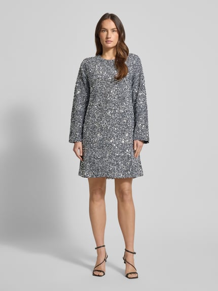 VILLA SOPHIE Knielanges Kleid mit Rundhalsausschnitt Silber 1