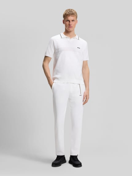 BOSS Green Regular Fit Poloshirt aus Strick Weiss 1