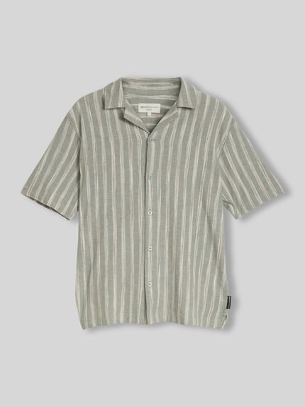 Tom Tailor Denim Relaxed Fit Freizeithemd aus Baumwoll-Leinen-Mix Oliv 2