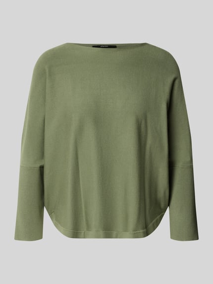 Produktfoto, grüner Strickpullover aus Viskose-Mix Modell 'Tiraja' von someday, Relaxed Fit, Rundhalsausschnitt, 3/4-Arm, glatte Textur.