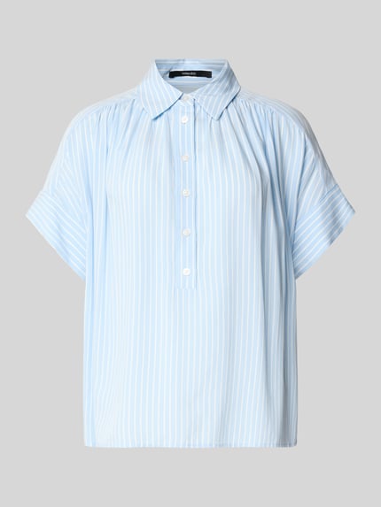 Productfoto, Relaxed Fit Bluse aus Viskose Modell 'Zafine' van Someday, lichtblauw met witte strepen, knoopsluiting, hemdkraag, lengte 63 cm bij maat 36