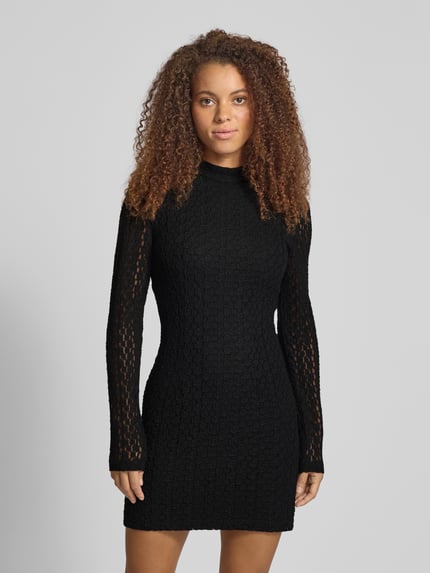 Bardot Cocktailkleid mit geripptem Rundhalsausschnitt Modell 'VEZZA' Black 4